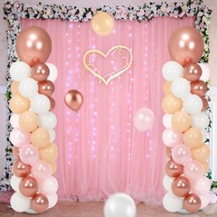 2 Sets 163 Pcs Pink Metallic Rose Gold Balloons Column Stand Kit Bridal Party…