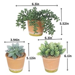 COTSEN 3 Pcs Artificial Succulent Plants Potted False Green