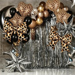 Cheetah Print Bow Balloons Leopard Balloon Jungle Animal Theme Party 16Pcs