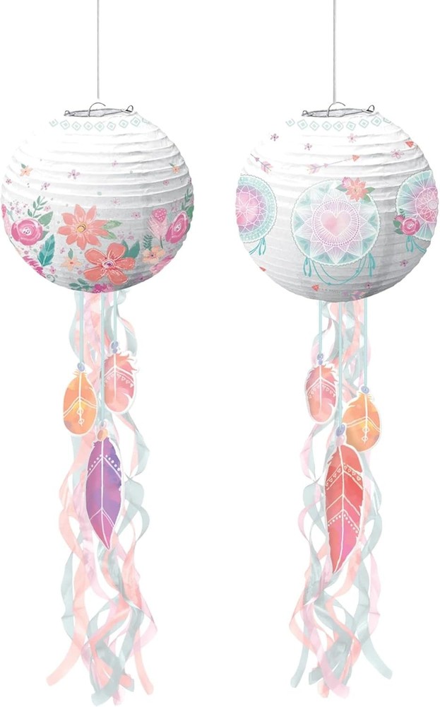 Free Spirit Bohemian Boho Chic Flower Birthday Party Decoration Paper Lanterns