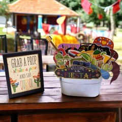 Fiesta Photo Booth Props – 41-pc Photobooth Kit with 8 x 10-Inch Sign, 60 Adh…