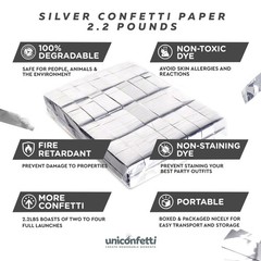 Silver Confetti Paper Bulk 2.2lbs 1kg Biodegradable Tissue Rainbow Light Weight