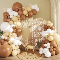 White Balloon Garland Arch Kit,145pcs Mexican Neutral Nude White Brown