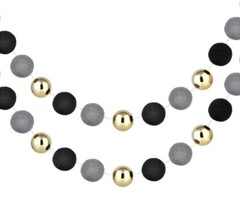 Felt Ball Garland Black Gray Gold Colorful Pom Pom Garland 2 Pieces