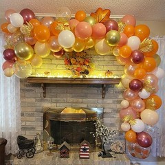 138Pcs Fall Thanksgiving Balloon Garland Arch Kit, Orange Blush Burgundy Rose…