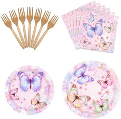 Butterfly Disposable Any Ocassion Tableware (Plates, Napkins, Forks)
