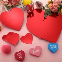 200 PCS Heart Paper Cutouts 3 Sizes 12/8/4 Inch Red Double Sided Valentine