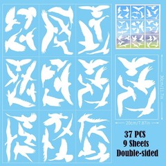 37Pcs Anti Collision Window Clings, Save The Birds from Strikes, White