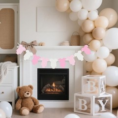 Pre-Strung Pink Gingham Bodysuit Baby Shower Garland Banner – 9 Double-Sided …