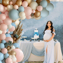 Gender Reveal Balloon Arch Kit, 144PCS Dusty Pink and Blue Balloons Chrome Gold