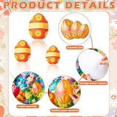 60 PCS Large Assorted Easter Egg Paper Cutouts Party Decoration 5/7/9 Inches
