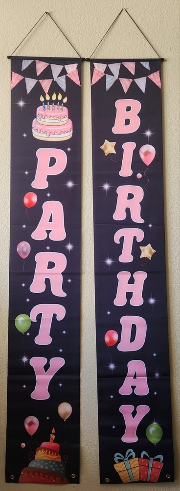 2PCS Front Door 6×2 Ft Home Party Supplies Birthday Party Greeting Banners Flags