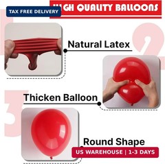 PartyWoo Red Balloons 140 pcs Different Sizes of 18 12 10 5 Inch Red Balloon Arc