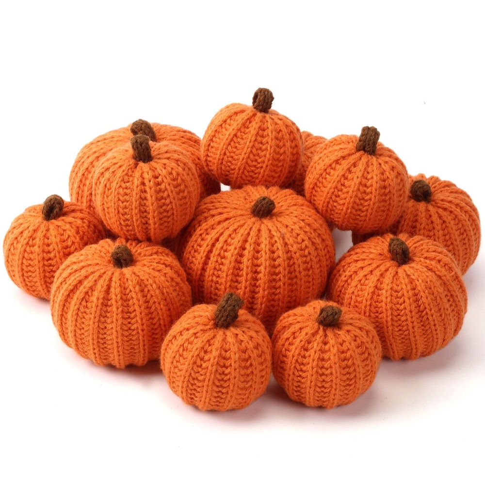12-Pack Fall Crochet Pumpkins Handmade Fall Decor Set with 2.36, 3.15, 4inch …