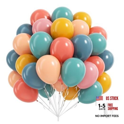 60pcs Boho Rainbow Balloons Assorted Colors 12inch with Slate Dusty Colorful