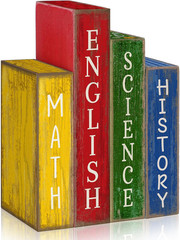 4 Pcs Back to School Table Decoration Wooden Subject Decoration Welcome Back to