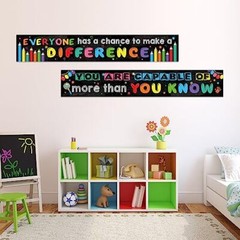 2 Pack Motivational Classroom Banner Poster Positive Banner Inspirational