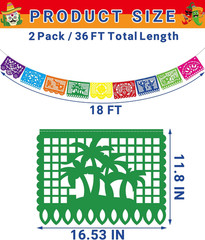 36 FT Cinco De Mayo Decorations, 2 Pack Mexican Party Banner, Plastic Fiesta