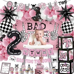 Bad Two The Bone Birthday Decorations, Rock And Roll Music Themed 2nd Birthda…