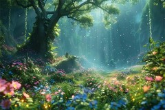Enchanted Fantasy Forest Flower Birthday Backdrop Party Photo Background Decor