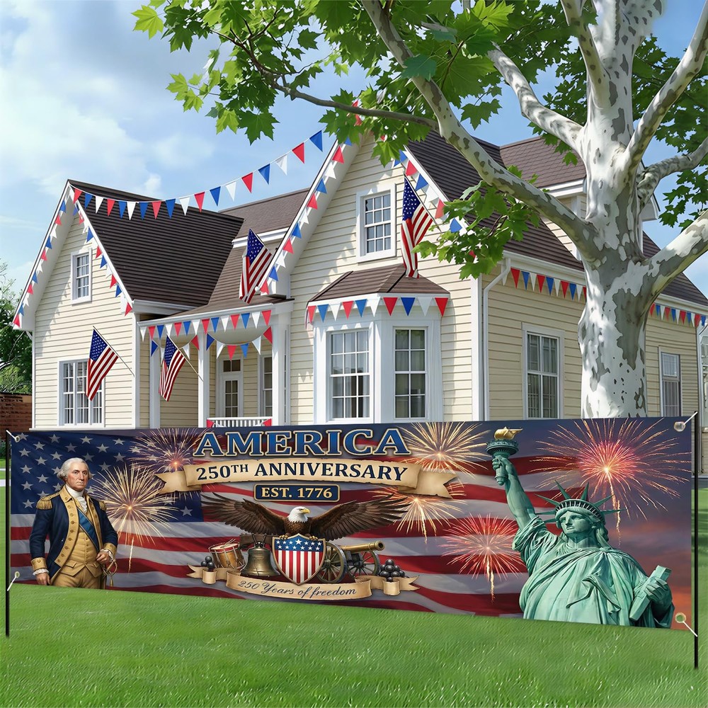 250th Anniversary Banner 120×20 Inches, 1776-2026 USA Semiquincentennial Deco…