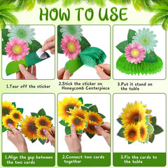 10 Pieces Sunflower Honeycomb Centerpiece Table Toppers, Autumn Summer Spring Bi