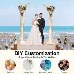 2Pcs Metal Wedding Arch Backdrop Flower Stand Balloon Stand Party Event Decor