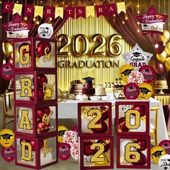 Graduation Decorations Class of 2026 – Maroon and Gold Graduation Decorations