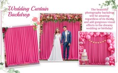 8x10FT Hot Pink Backdrop Curtains for Wedding Parties, Wrinkle Polyester Fuchsia