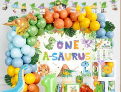 Baby’s One 1st First Birthday Dinosaur Decorations Dinosaur Birthday Crown Banne