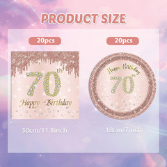 40Pcs 70Th Birthday Decorations for Women Rose Gold 70 Year Old Birthday Decorat