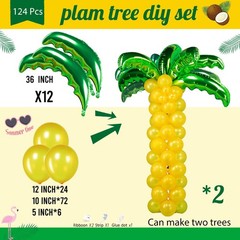 Tropical 120+ Palm trees Balloons Coconut Balloon Set 12 Foil Green Coconut t…