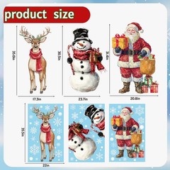 XZENTIRA Large Christmas Window Clings 3 Sheets Extra Santa Multicolor
