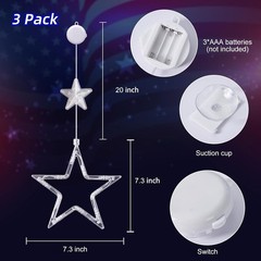 Battery Operated 4th of July Star String Lights – Red, White & Blue, 3 Pack