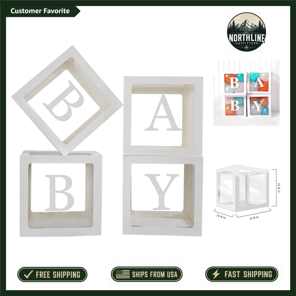 Charming Baby Shower Decoration Blocks with Letters ‘B’,’A’,’B’,’Y’ – 4pcs Set