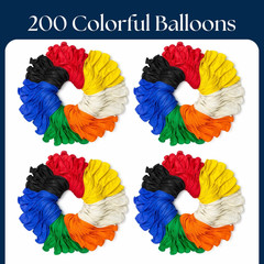 Rainbow 200 Pcs Assorted Latex Party Balloons – Multicolor Ideal for Birthday, A