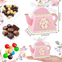 50 Pcs Spring Tea Party Favor Boxes Tea Party Decorations Vintage Floral Teapot