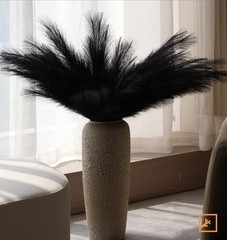 ZIFTY 7-Pcs 38″/3.1FT Black Pampas Grass Large Tall Fluffy 38in 7pcs,
