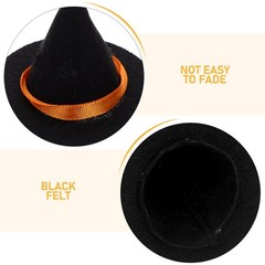 16Pcs Mini Black Felt Witch Hats Durable Halloween Bottle Topper Party Decor