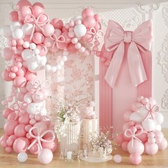 Pink Balloon Garland Arch Kit Coquette Birthday Decorations 176Pcs Pink Bow L…