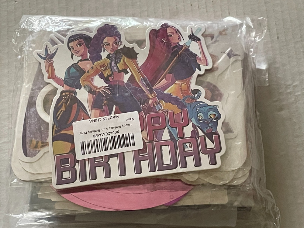 Kpop Demon Hunter Birthday Party Set Table Cover Backdrop Cake Topper Balloons