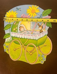 (4) Vintage 1977 Beistle Baby Shower Decor Paper Cut Outs Yellow Pink Blue EUC