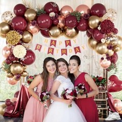 Burgundy Birthday Party Decorations with Happy Birthday Banner Tissue Tassels