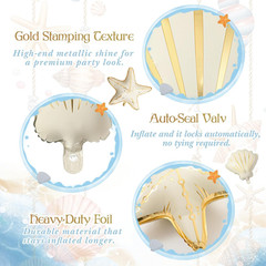 Gejoy 6 Pcs Under The Sea Party Decorations, Starfish & Seashell Foil Balloons,