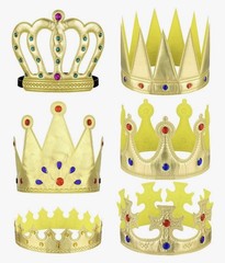 6PCS Kids Royal Crown Set Gold King Queen Prince Princess Party Costume Hat