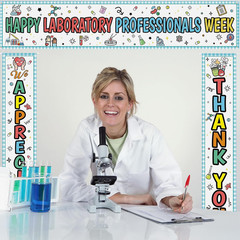 3 Pcs Lab Week Decorations Banner Thank You for All You Do Sign Backdrop Decor M