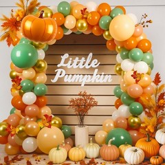 Fall Thanksgiving Balloon Arch Garland Kit, 18″ 10″ 5″ Burnt Orange Gold Fall…