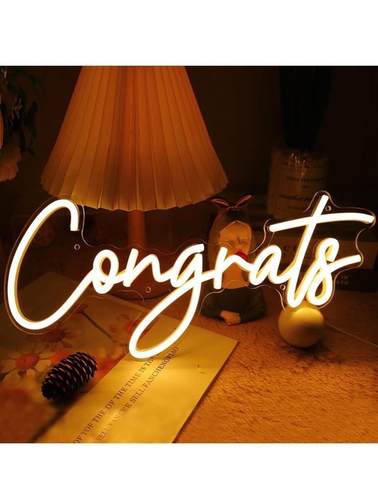 NWT Warm White «Congrats» LED Neon Sign USB Powered