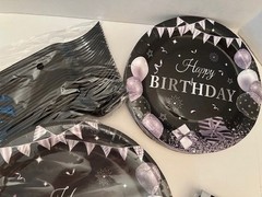 New Black Gray Birthday Supplies