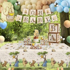 Baby Shower Decorations Winnie Bear Balloons Banner Backdrop Kit for Gender